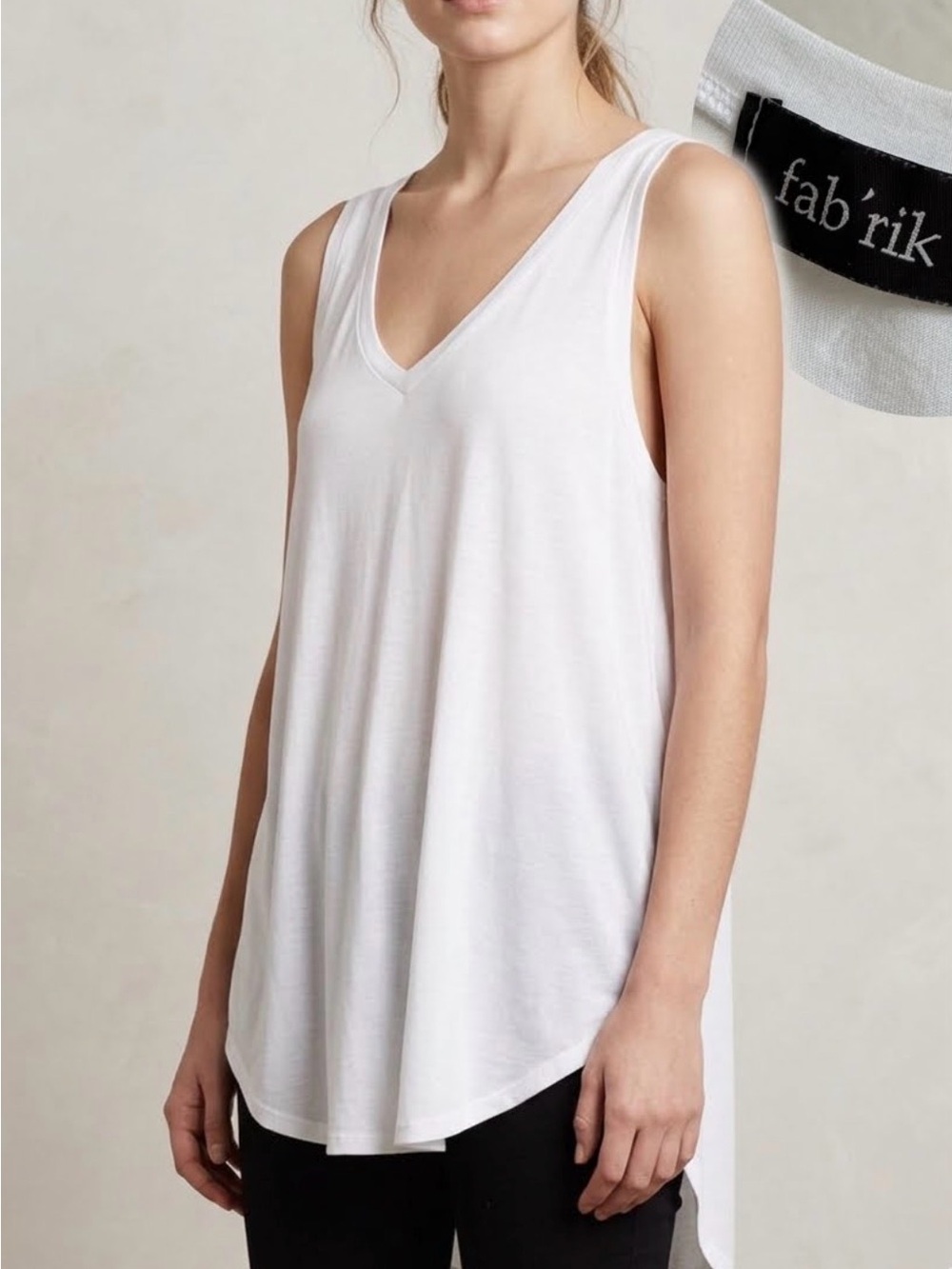 fab'rik White V-Neck Swing Tank Top